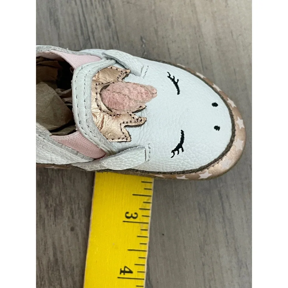 Robeez Evie Magical Unicorn Soft Sole Baby White Rose Gold Leather Star 6-12M